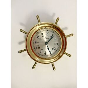 VTG Boston Chelsea Clock Brass Ships Wheel Mechanical Bell